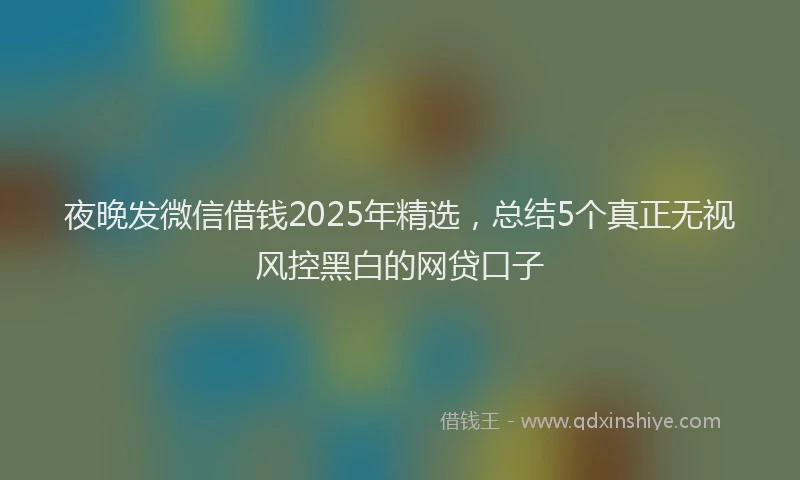 夜晚发微信借钱2025年精选，总结5个真正无视风控黑白的网贷口子