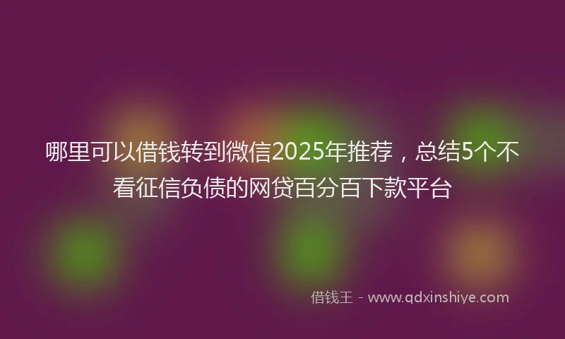 哪里可以借钱转到微信2025年推荐，总结5个不看征信负债的网贷百分百下款平台