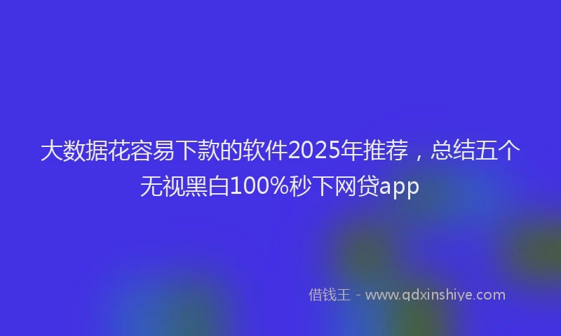 大数据花容易下款的软件2025年推荐，总结五个无视黑白100%秒下网贷app
