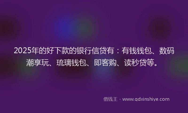 2025年的好下款的银行信贷有：有钱钱包、数码潮享玩、琉璃钱包、即客购、读秒贷等。