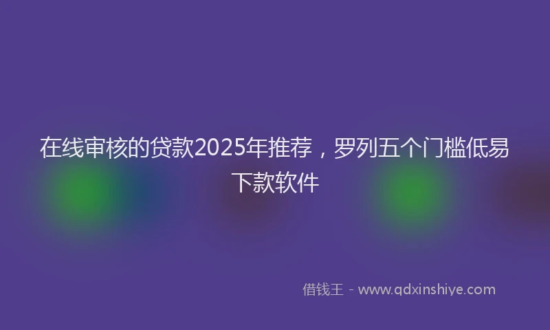 在线审核的贷款2025年推荐，罗列五个门槛低易下款软件
