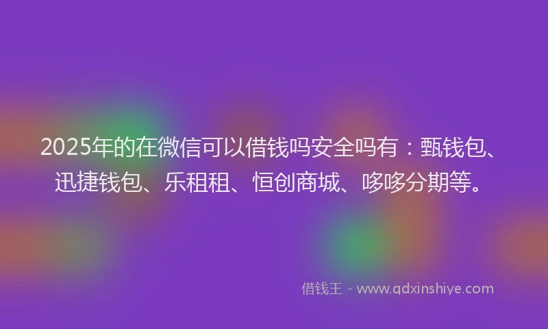 2025年的在微信可以借钱吗安全吗有：甄钱包、迅捷钱包、乐租租、恒创商城、哆哆分期等。