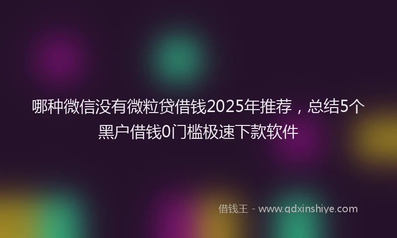 哪种微信没有微粒贷借钱2025年推荐，总结5个黑户借钱0门槛极速下款软件