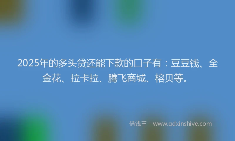 2025年的多头贷还能下款的口子有：豆豆钱、全金花、拉卡拉、腾飞商城、榕贝等。