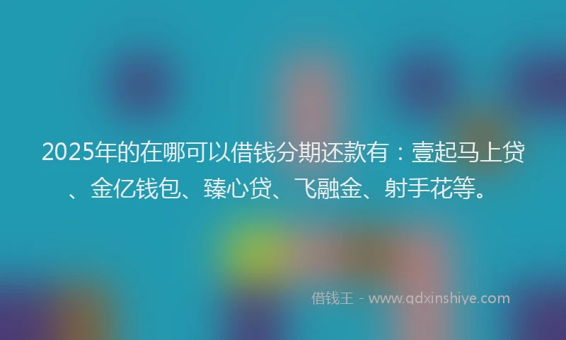 2025年的在哪可以借钱分期还款有：壹起马上贷、金亿钱包、臻心贷、飞融金、射手花等。