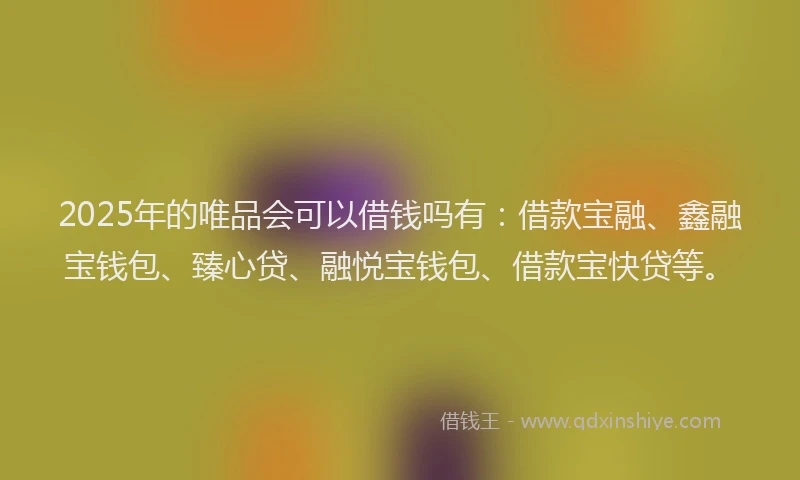2025年的唯品会可以借钱吗有：借款宝融、鑫融宝钱包、臻心贷、融悦宝钱包、借款宝快贷等。