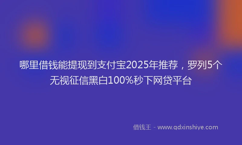 哪里借钱能提现到支付宝2025年推荐，罗列5个无视征信黑白100%秒下网贷平台