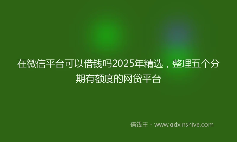在微信平台可以借钱吗2025年精选，整理五个分期有额度的网贷平台