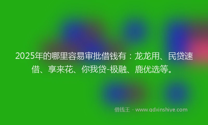 2025年的哪里容易审批借钱有：龙龙用、民贷速借、享来花、你我贷-极融、鹿优选等。