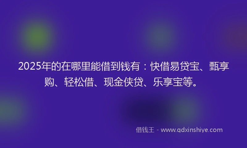 2025年的在哪里能借到钱有：快借易贷宝、甄享购、轻松借、现金侠贷、乐享宝等。