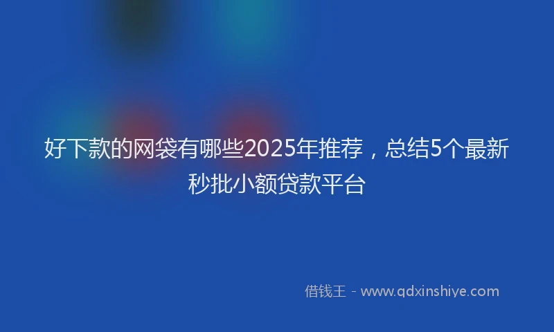 好下款的网袋有哪些2025年推荐，总结5个最新秒批小额贷款平台