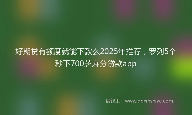 好期贷有额度就能下款么2025年推荐，罗列5个秒下700芝麻分贷款app