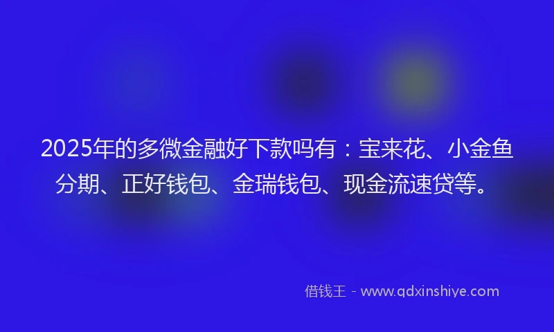 2025年的多微金融好下款吗有：宝来花、小金鱼分期、正好钱包、金瑞钱包、现金流速贷等。