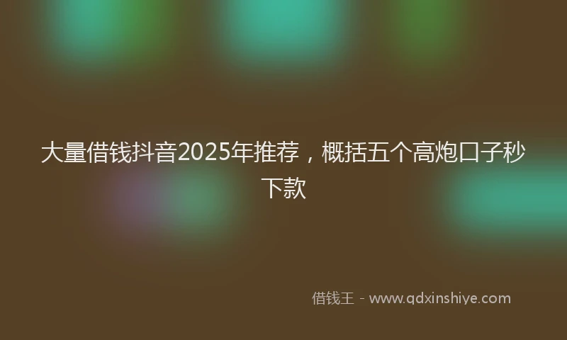 大量借钱抖音2025年推荐，概括五个高炮口子秒下款