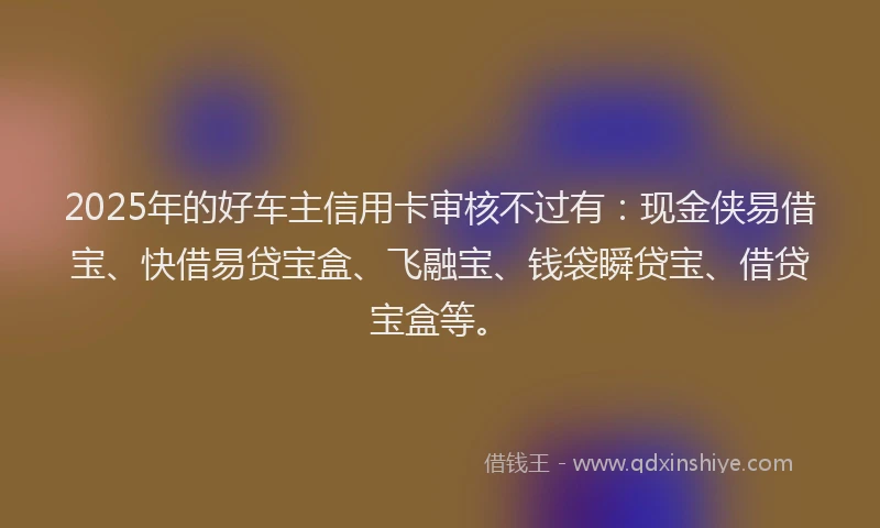 2025年的好车主信用卡审核不过有：现金侠易借宝、快借易贷宝盒、飞融宝、钱袋瞬贷宝、借贷宝盒等。