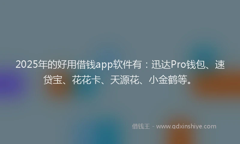 2025年的好用借钱app软件有：迅达Pro钱包、速贷宝、花花卡、天源花、小金鹤等。