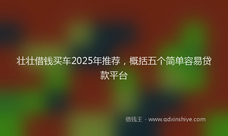 壮壮借钱买车2025年推荐，概括五个简单容易贷款平台