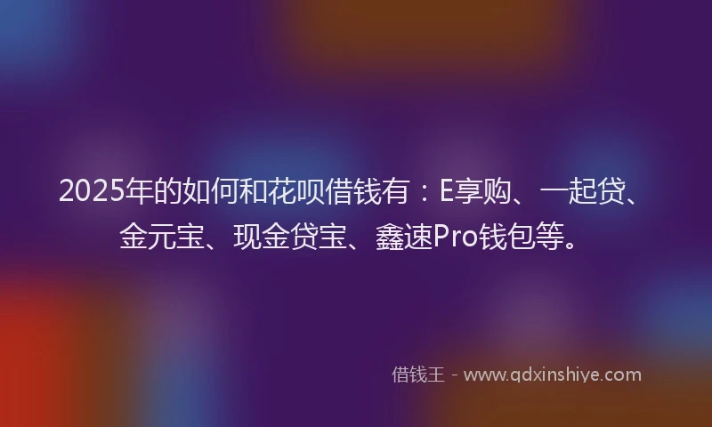 2025年的如何和花呗借钱有：E享购、一起贷、金元宝、现金贷宝、鑫速Pro钱包等。