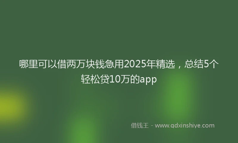 哪里可以借两万块钱急用2025年精选，总结5个轻松贷10万的app