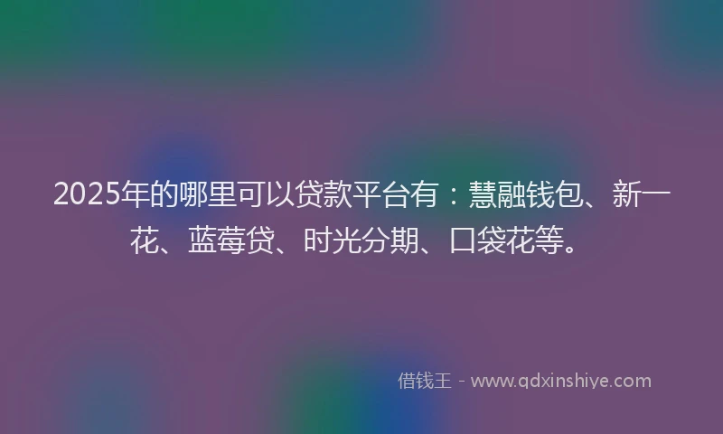 2025年的哪里可以贷款平台有：慧融钱包、新一花、蓝莓贷、时光分期、口袋花等。