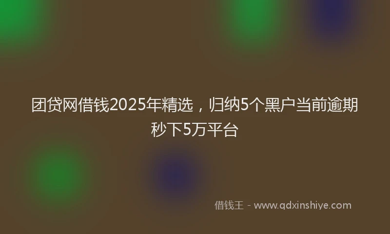 团贷网借钱2025年精选，归纳5个黑户当前逾期秒下5万平台