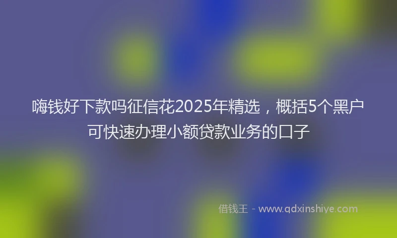 嗨钱好下款吗征信花2025年精选，概括5个黑户可快速办理小额贷款业务的口子