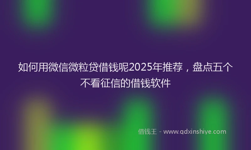 如何用微信微粒贷借钱呢2025年推荐，盘点五个不看征信的借钱软件