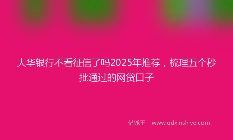 大华银行不看征信了吗2025年推荐，梳理五个秒批通过的网贷口子
