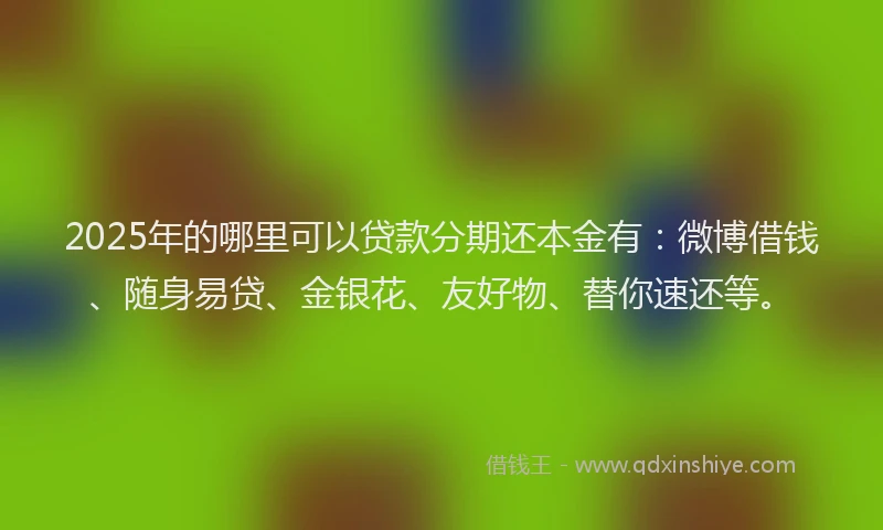 2025年的哪里可以贷款分期还本金有：微博借钱、随身易贷、金银花、友好物、替你速还等。