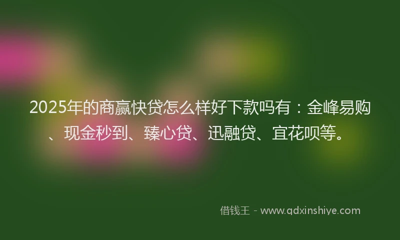 2025年的商赢快贷怎么样好下款吗有：金峰易购、现金秒到、臻心贷、迅融贷、宜花呗等。