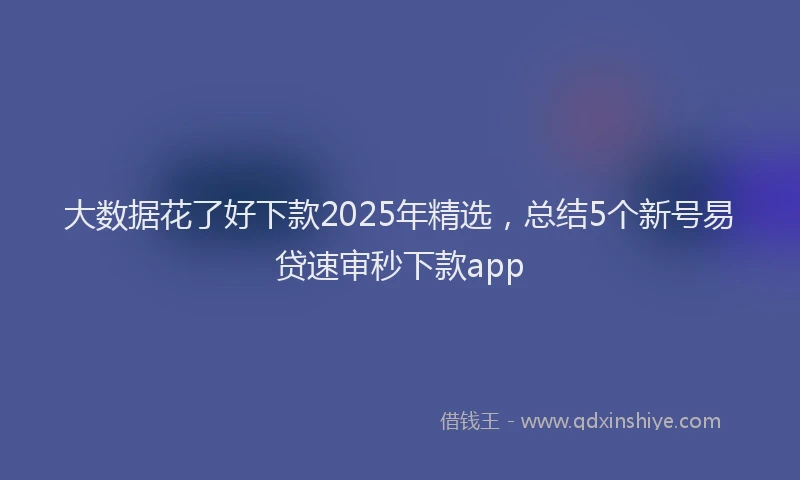大数据花了好下款2025年精选，总结5个新号易贷速审秒下款app