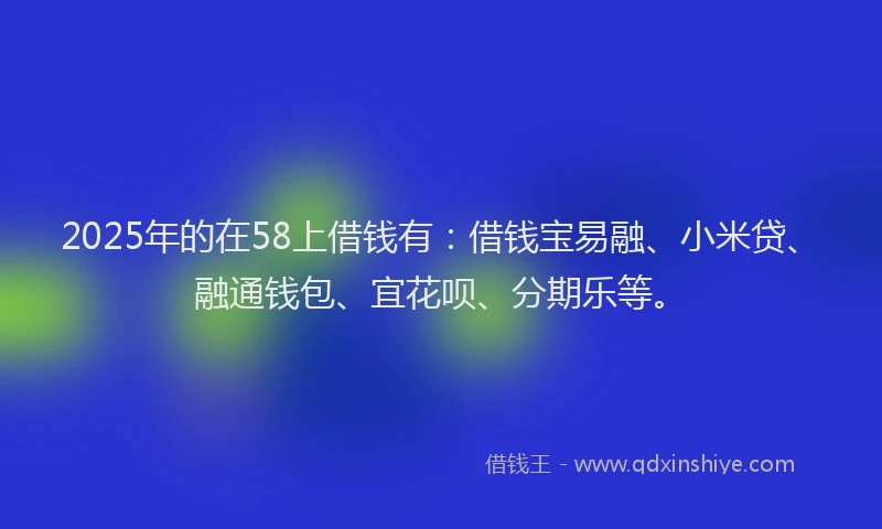 2025年的在58上借钱有：借钱宝易融、小米贷、融通钱包、宜花呗、分期乐等。
