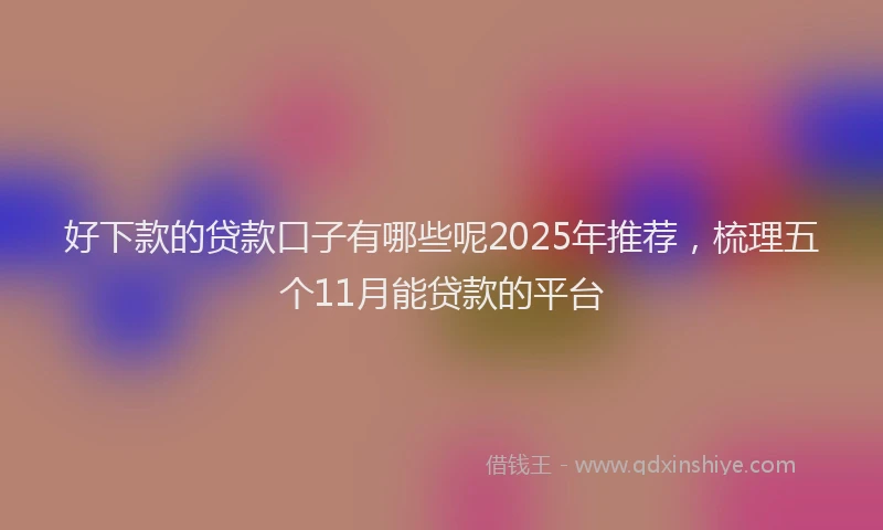 好下款的贷款口子有哪些呢2025年推荐，梳理五个11月能贷款的平台