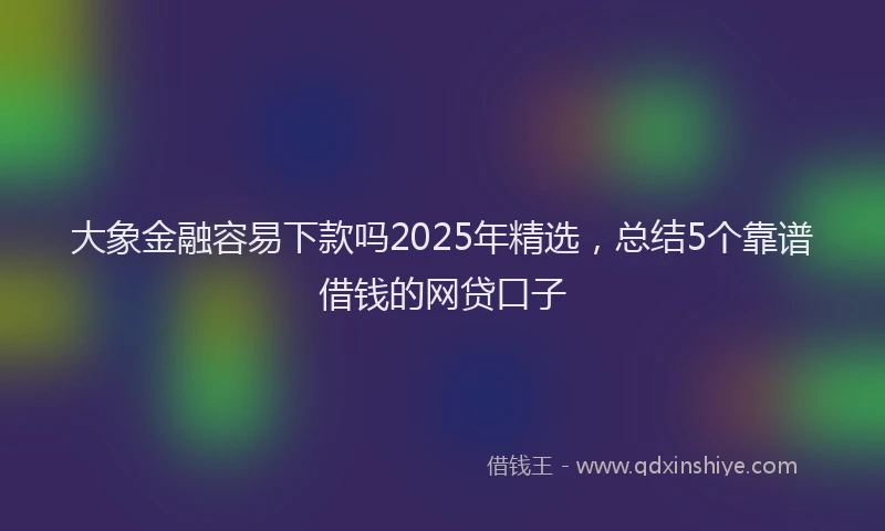 大象金融容易下款吗2025年精选，总结5个靠谱借钱的网贷口子
