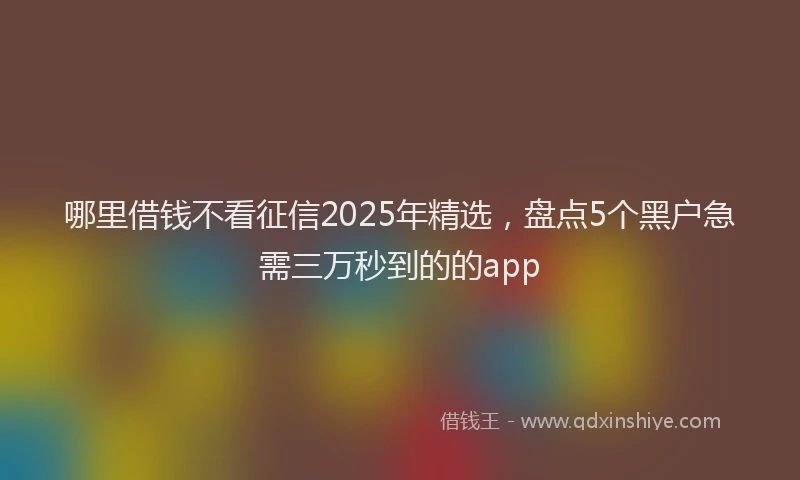 哪里借钱不看征信2025年精选，盘点5个黑户急需三万秒到的的app