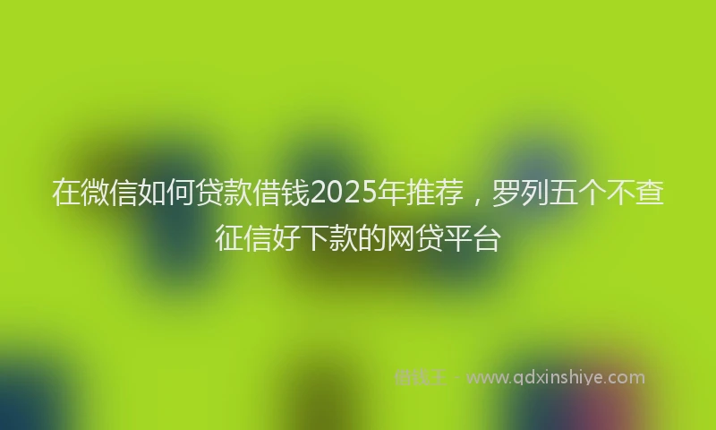 在微信如何贷款借钱2025年推荐，罗列五个不查征信好下款的网贷平台