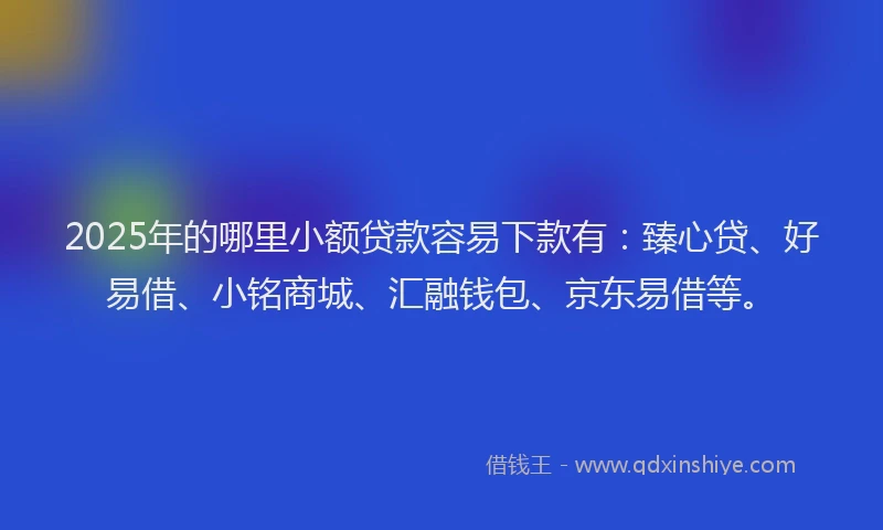 2025年的哪里小额贷款容易下款有：臻心贷、好易借、小铭商城、汇融钱包、京东易借等。