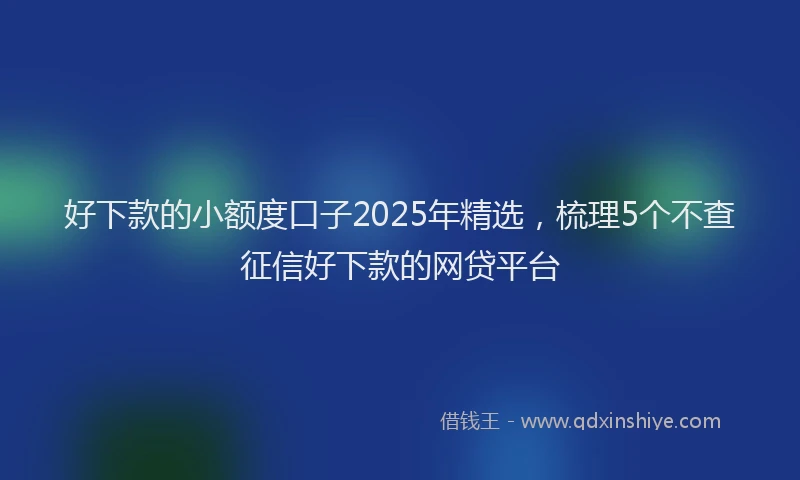 好下款的小额度口子2025年精选，梳理5个不查征信好下款的网贷平台