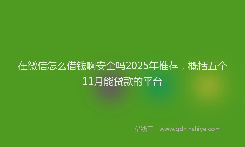 在微信怎么借钱啊安全吗2025年推荐，概括五个11月能贷款的平台