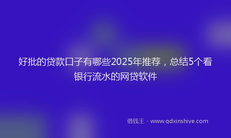 好批的贷款口子有哪些2025年推荐，总结5个看银行流水的网贷软件