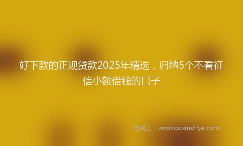 好下款的正规贷款2025年精选，归纳5个不看征信小额借钱的口子
