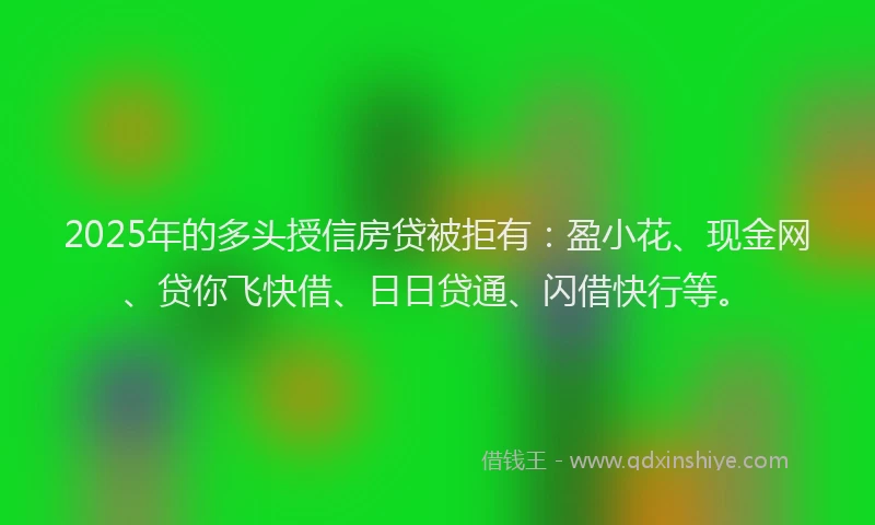 2025年的多头授信房贷被拒有：盈小花、现金网、贷你飞快借、日日贷通、闪借快行等。