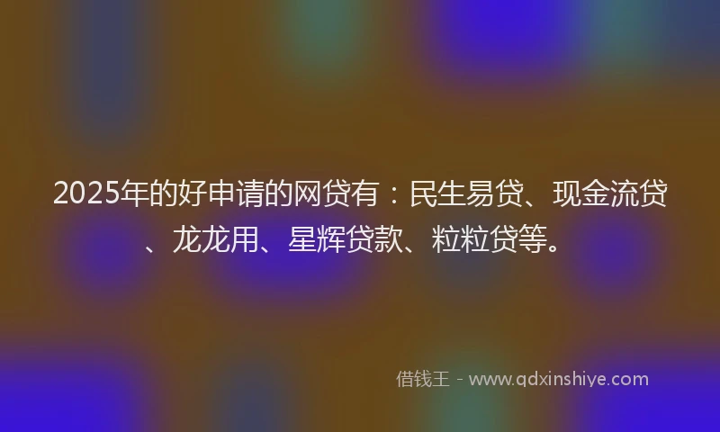 2025年的好申请的网贷有：民生易贷、现金流贷、龙龙用、星辉贷款、粒粒贷等。