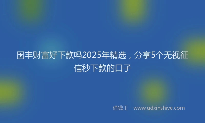 国丰财富好下款吗2025年精选，分享5个无视征信秒下款的口子