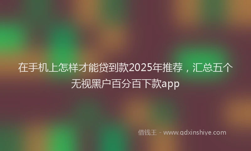 在手机上怎样才能贷到款2025年推荐，汇总五个无视黑户百分百下款app