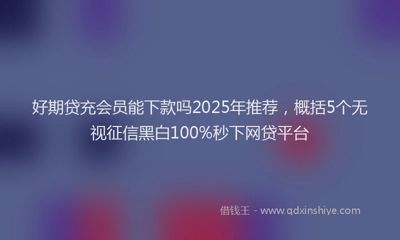 好期贷充会员能下款吗2025年推荐，概括5个无视征信黑白100%秒下网贷平台
