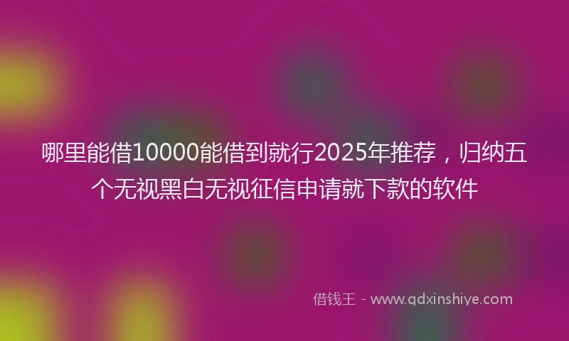 哪里能借10000能借到就行2025年推荐，归纳五个无视黑白无视征信申请就下款的软件