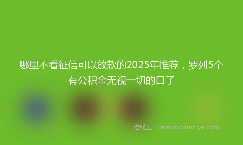 哪里不看征信可以放款的2025年推荐，罗列5个有公积金无视一切的口子