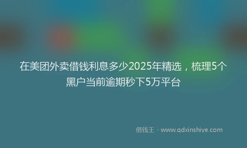 在美团外卖借钱利息多少2025年精选，梳理5个黑户当前逾期秒下5万平台