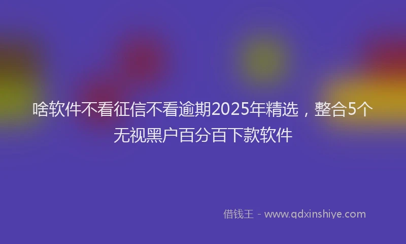 啥软件不看征信不看逾期2025年精选，整合5个无视黑户百分百下款软件